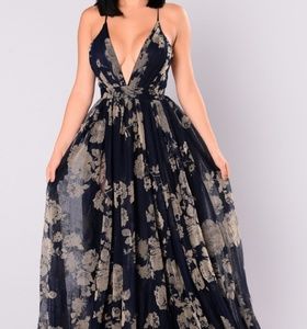 Limited Addiction Mesh Floral Dress - NAVY